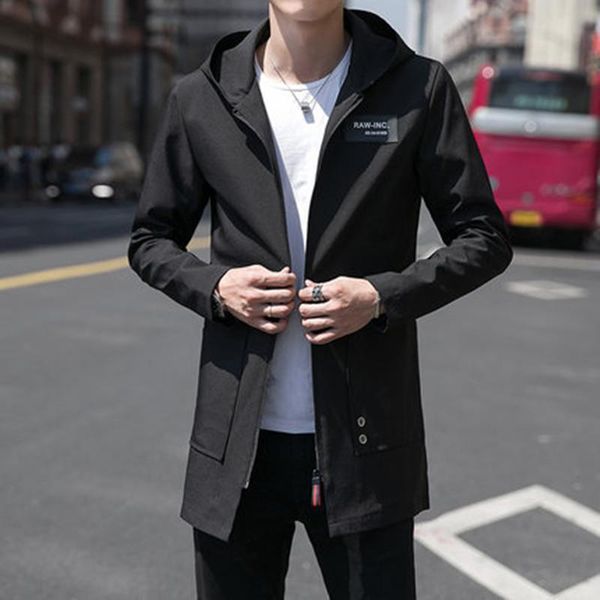 men's jackets fashion men long jacket spring autumn hooded casual coat mens solid color windbreaker male slim outerwear brand clothing, Black;brown
men's jackets fashion men long jacket spring autumn hooded casual coat mens solid color windbreaker male slim outerwear brand clothing, Black;brown