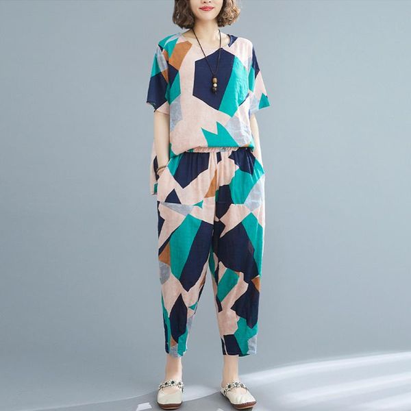 women's two piece pants #4057 set and blue summer woman tshirt short sleeve o-neck high waist harem cotton linen vintage, White
women's two piece pants #4057 set and blue summer woman tshirt short sleeve o-neck high waist harem cotton linen vintage, White