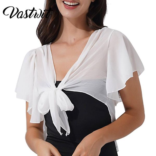 women's blouses & shirts women short sleeve sheer chiffon shrug tie front bolero cardigan, White
women's blouses & shirts women short sleeve sheer chiffon shrug tie front bolero cardigan, White