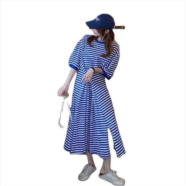 striped t shirt summer women dresses fashion long section was thin and large size over the knee split casual, Black;gray
striped t shirt summer women dresses fashion long section was thin and large size over the knee split casual, Black;gray