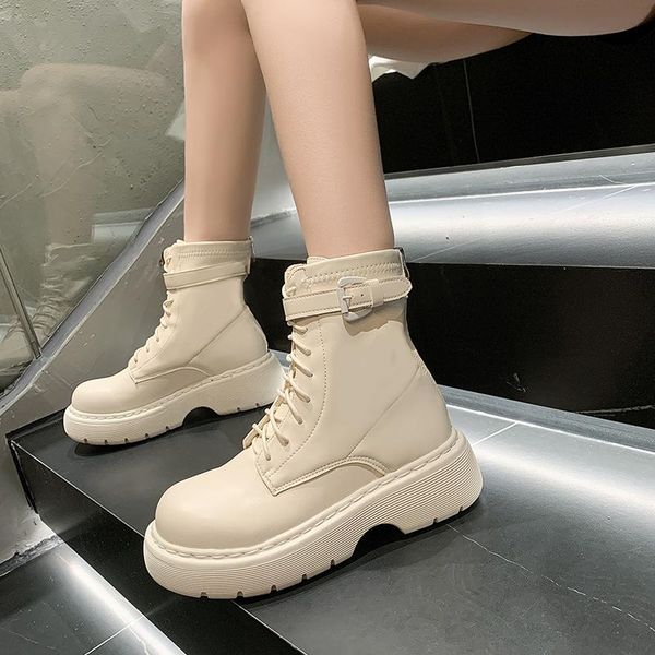 boots platform ankle women metal buckle round toe british style thick sole short black beige botines mujer
boots platform ankle women metal buckle round toe british style thick sole short black beige botines mujer