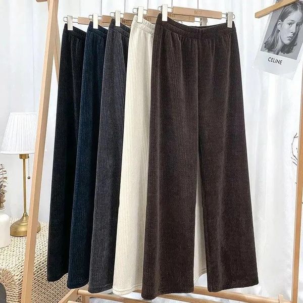 women's pants & capris korean style corduroy wide leg women drape loose straight large size office elegant elastic high waist trousers, Black;white
women's pants & capris korean style corduroy wide leg women drape loose straight large size office elegant elastic high waist trousers, Black;white