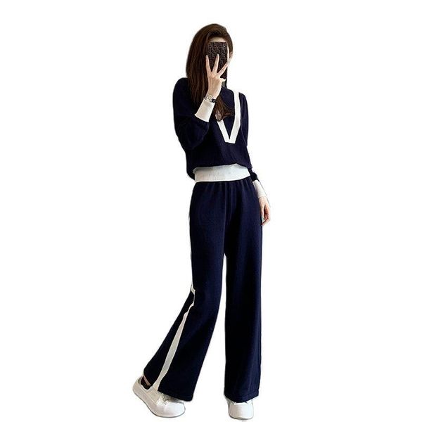 women's two piece pants leisure sports knit suit 2021 autumn and winter pullover sweater + wide leg two-piece fashion clothing, White
women's two piece pants leisure sports knit suit 2021 autumn and winter pullover sweater + wide leg two-piece fashion clothing, White