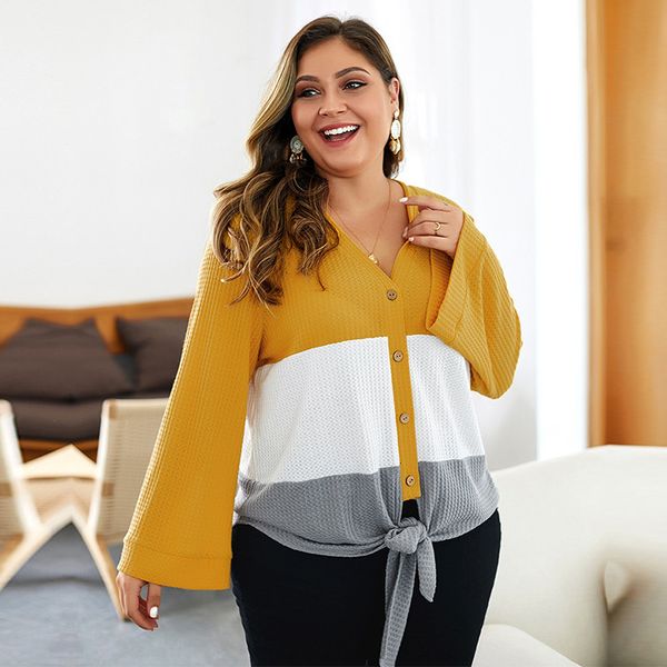 2021 autumn winter casual full sleeve sweater women plus size v neck single breasted patchwork new 9mqi, White
2021 autumn winter casual full sleeve sweater women plus size v neck single breasted patchwork new 9mqi, White