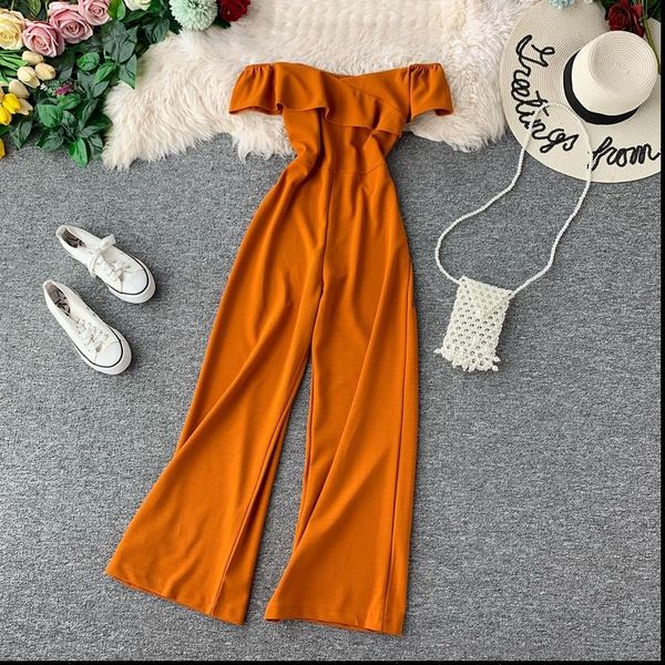 fmfssom womens jumpsuit ruffles off the shoulder rompers fashion 2021 ladies wide leg long pants jumpsuits, Black;white
fmfssom womens jumpsuit ruffles off the shoulder rompers fashion 2021 ladies wide leg long pants jumpsuits, Black;white