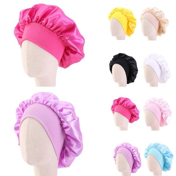 caps & hats satin night sleep cap kids girls turban wide band elastic headwear bonnet beanie nightcap sleeping hat head wrap hair care cover, Yellow 
caps & hats satin night sleep cap kids girls turban wide band elastic headwear bonnet beanie nightcap sleeping hat head wrap hair care cover, Yellow