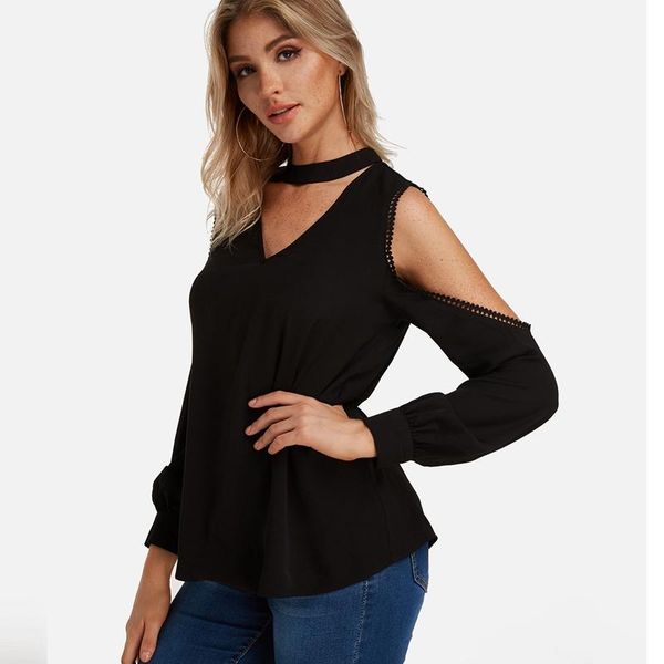 women's blouses & shirts 2021 autumn women black button blouse solid casual long sleeves female v-neck off shoulder cut out with c, White
women's blouses & shirts 2021 autumn women black button blouse solid casual long sleeves female v-neck off shoulder cut out with c, White