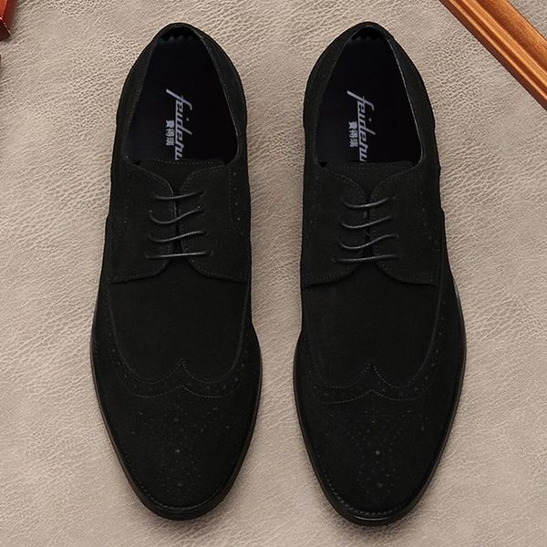 dress shoes vintage pointed toe laces man wingtip brogues genuine leather formal office oxfords cow suede men's party flats mde214, Black
dress shoes vintage pointed toe laces man wingtip brogues genuine leather formal office oxfords cow suede men's party flats mde214, Black