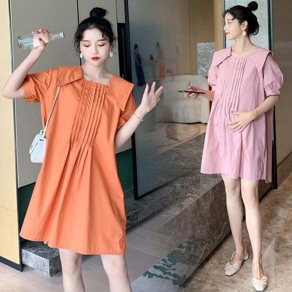 1818# maternity clothes summer plain color short sleeves easy matching loose stylish dress pregnant women mom dress, White
1818# maternity clothes summer plain color short sleeves easy matching loose stylish dress pregnant women mom dress, White