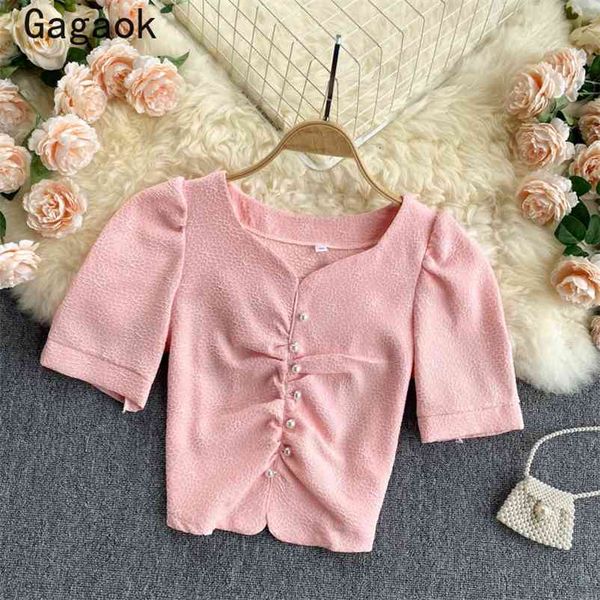 blusas de mujer women summer v-neck solid puff sleeve sweet shirts slim korean candy color wild chic blouses 210531, White
blusas de mujer women summer v-neck solid puff sleeve sweet shirts slim korean candy color wild chic blouses 210531, White