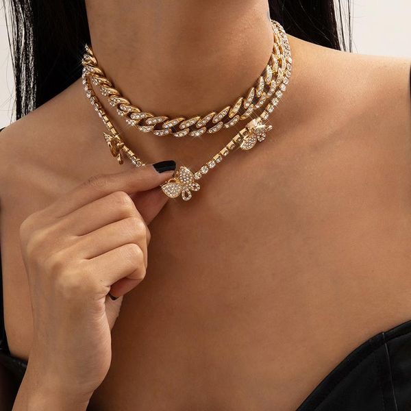 chokers 2021 ladies punk cuban claw chain multilayer simple necklace temperament full diamond butterfly wedding party set, Golden;silver
chokers 2021 ladies punk cuban claw chain multilayer simple necklace temperament full diamond butterfly wedding party set, Golden;silver
