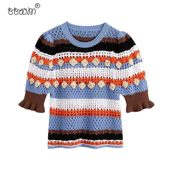 women sweet fashion flowers appliques striped sweater vintage female o neck flare sleeve pullovers chic jumpers 210531, White
women sweet fashion flowers appliques striped sweater vintage female o neck flare sleeve pullovers chic jumpers 210531, White