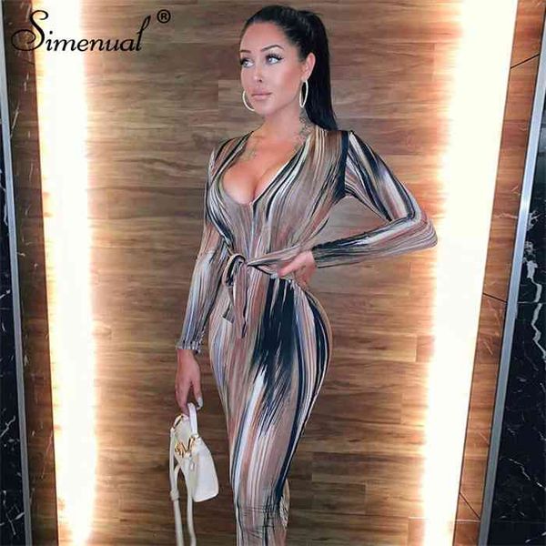 simenual v neck bandage bodycon maxi dresses women fashion skinny clubwear printed long sleeve party dress autumn 2021 slim, Black;gray
simenual v neck bandage bodycon maxi dresses women fashion skinny clubwear printed long sleeve party dress autumn 2021 slim, Black;gray