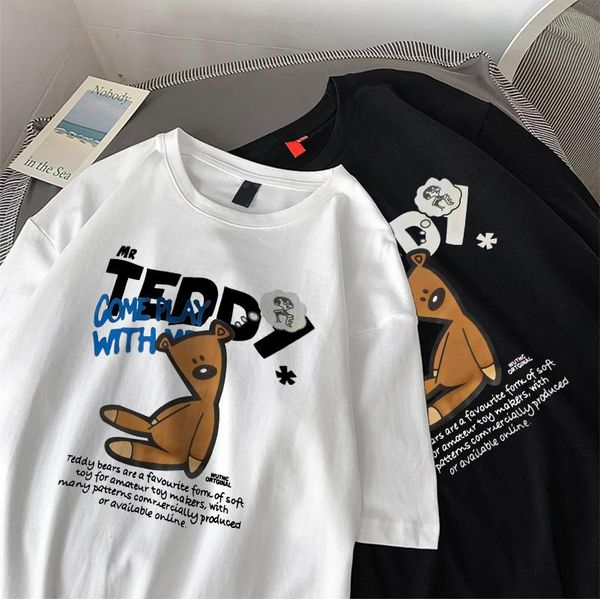 women's t-shirt y2k street aesthetic cute bear rap hip hop rock harajuku gothic, White 
women's t-shirt y2k street aesthetic cute bear rap hip hop rock harajuku gothic, White