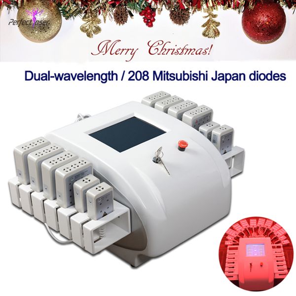 lipo laser slimming machine professional lipo dual wavelength diode lipolaser 650nm 635nm 10+4 dioes pads