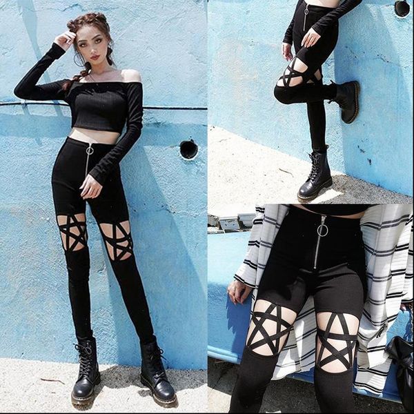women high waist pants hollow out pentagram pencil pants black pants pantalones mujer slim casual female stretch trousers, Black;white
women high waist pants hollow out pentagram pencil pants black pants pantalones mujer slim casual female stretch trousers, Black;white