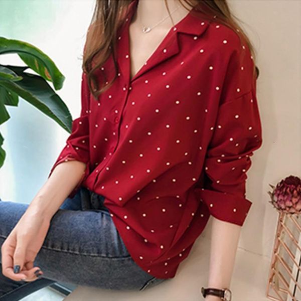 casual chiffon polka dots women shirts v neck long sleeves, White
casual chiffon polka dots women shirts v neck long sleeves, White