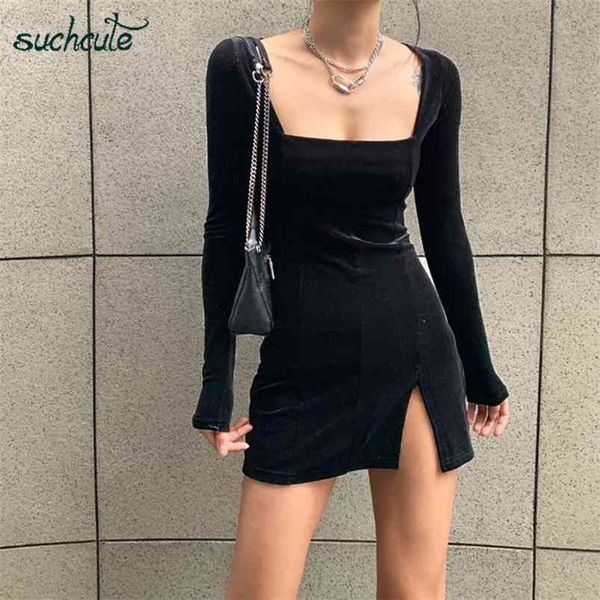 suchcute velvet women dress bodycon modis soild autumn winter elegent split femme dresses party long sleeve gothic clothes 210730, Black;gray
suchcute velvet women dress bodycon modis soild autumn winter elegent split femme dresses party long sleeve gothic clothes 210730, Black;gray