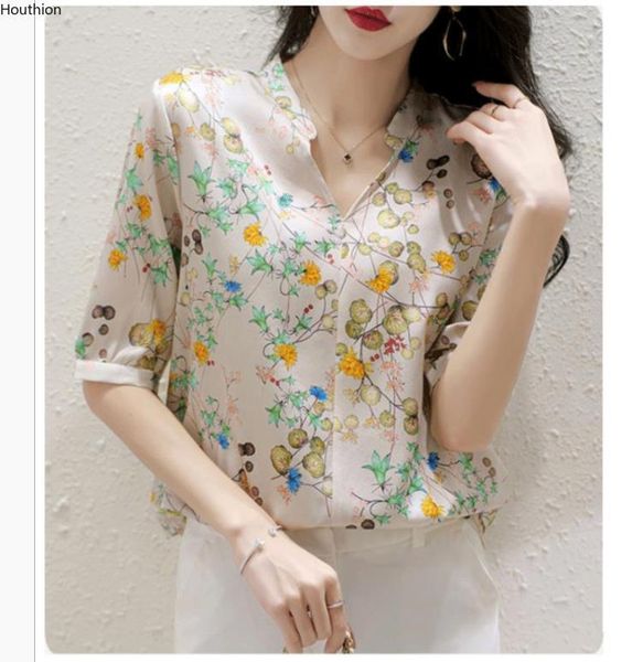 women's blouses & shirts houthion silk satin loose fashion short sleeve casual blouse flowers v-neck pullover summer, White
women's blouses & shirts houthion silk satin loose fashion short sleeve casual blouse flowers v-neck pullover summer, White