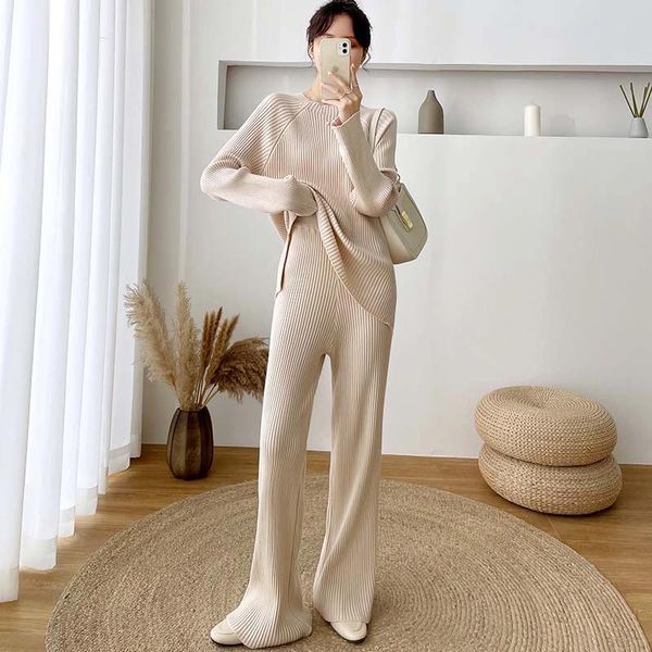 women's two piece pants sets woman loose sweater + wide leg autumn winter elegant korean warm knitted pant female, White
women's two piece pants sets woman loose sweater + wide leg autumn winter elegant korean warm knitted pant female, White