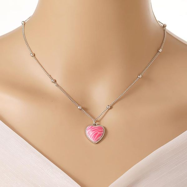 pendant necklaces minar sweet pink striped love heart necklace for women silver color beaded chain chokers wedding accessories
pendant necklaces minar sweet pink striped love heart necklace for women silver color beaded chain chokers wedding accessories