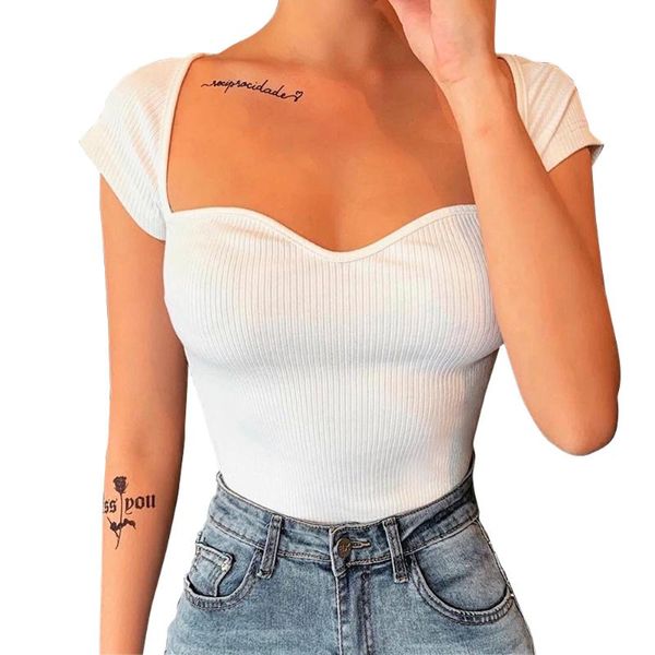 women's t-shirt t-shirts elegant crop slim fit solid color female clothes short-sleeved, White
women's t-shirt t-shirts elegant crop slim fit solid color female clothes short-sleeved, White