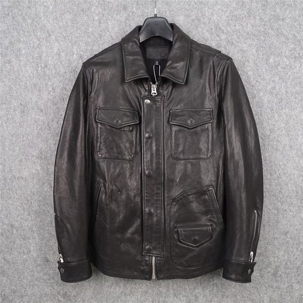 men's leather & faux genuine jacket man real sheepskin coat vintage jackets for men spring autumn 2021 veste homme pph4923, Black
men's leather & faux genuine jacket man real sheepskin coat vintage jackets for men spring autumn 2021 veste homme pph4923, Black