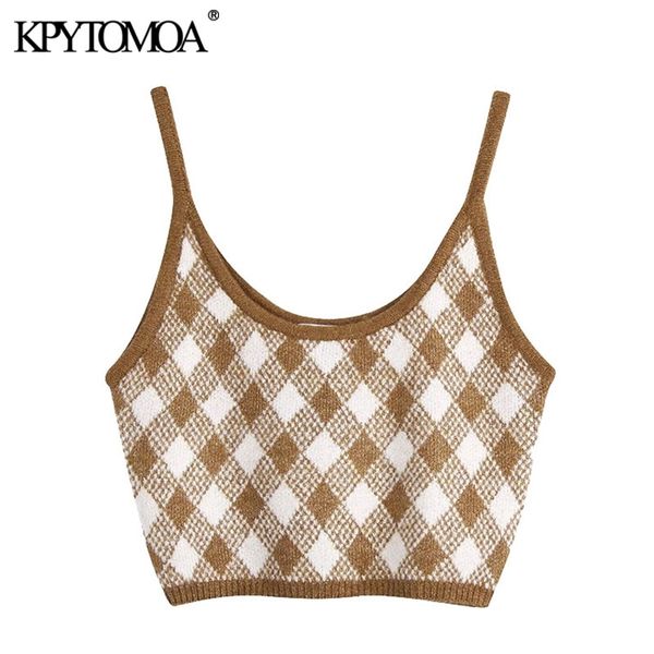 kpytomoa women sweet fashion argyle cropped knitted tank vintage backless thin straps female camis chic 210308, Black
kpytomoa women sweet fashion argyle cropped knitted tank vintage backless thin straps female camis chic 210308, Black