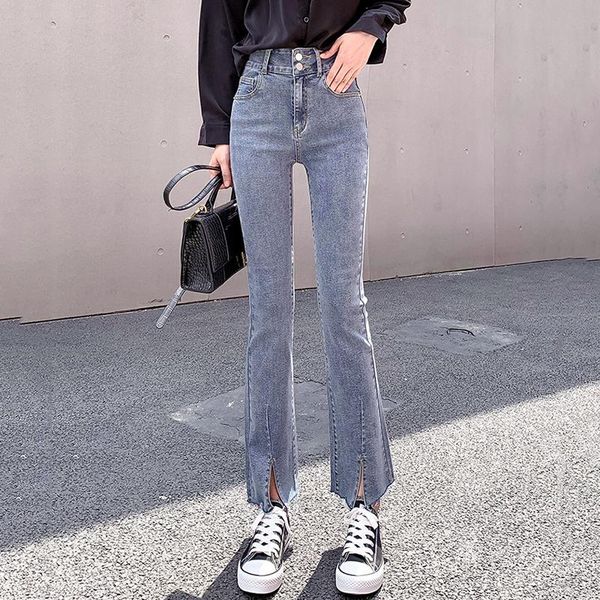 women's jeans spring and autumn high-waisted thin elastic nine-point small straight flared pants trend women denim 2021, Blue
women's jeans spring and autumn high-waisted thin elastic nine-point small straight flared pants trend women denim 2021, Blue