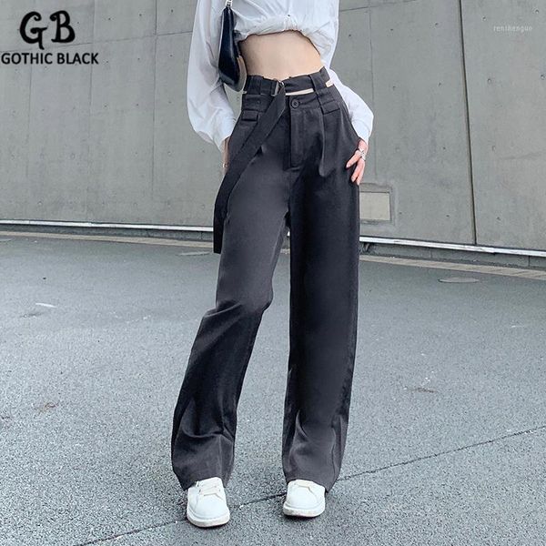 women's pants & capris gothblack inspirational hollow out waist strap design slim draping suit loose wide leg casual women trousers, Black;white
women's pants & capris gothblack inspirational hollow out waist strap design slim draping suit loose wide leg casual women trousers, Black;white
