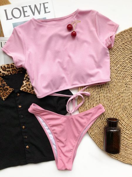 women's swimwear 2021 summer sweet style bikini open back high waist split two-piece beachwear ladies swimsuit, White;black
women's swimwear 2021 summer sweet style bikini open back high waist split two-piece beachwear ladies swimsuit, White;black
