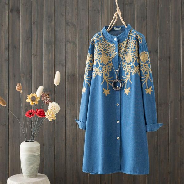 casual dresses women denim jeans dress spring autumn large size loose long sleeve vintage embroidery lady blouse vestido 76, Black;gray
casual dresses women denim jeans dress spring autumn large size loose long sleeve vintage embroidery lady blouse vestido 76, Black;gray
