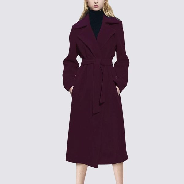 women's wool & blends burgundy temperament tweed jacket 2021 female winter waist thin coat, Black
women's wool & blends burgundy temperament tweed jacket 2021 female winter waist thin coat, Black
