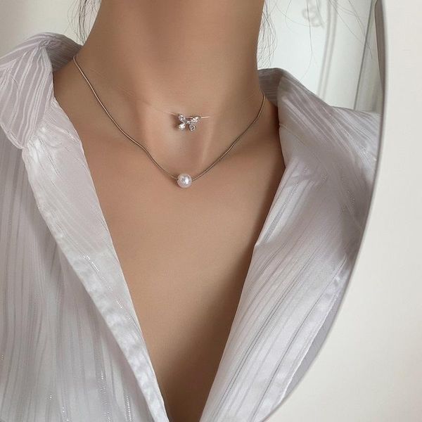 chokers double layer butterfly imitation pearl zircon pendant necklace girl clavicle chain for women fashion jewelry accessories, Golden;silver
chokers double layer butterfly imitation pearl zircon pendant necklace girl clavicle chain for women fashion jewelry accessories, Golden;silver