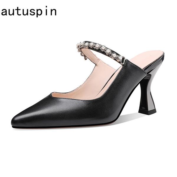 autuspin pointed toe mules for women fashion elegant cow leather sandals female summer thin heels office lady work party shoes, Black
autuspin pointed toe mules for women fashion elegant cow leather sandals female summer thin heels office lady work party shoes, Black