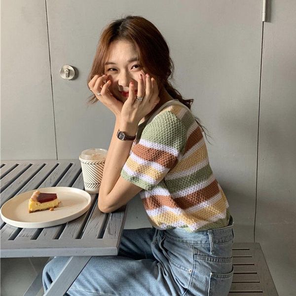women's sweaters knitwear spring thin rainbow striped loose sweater korean shirt student caasual short sleeve summer knitted blusa f111, White;black
women's sweaters knitwear spring thin rainbow striped loose sweater korean shirt student caasual short sleeve summer knitted blusa f111, White;black