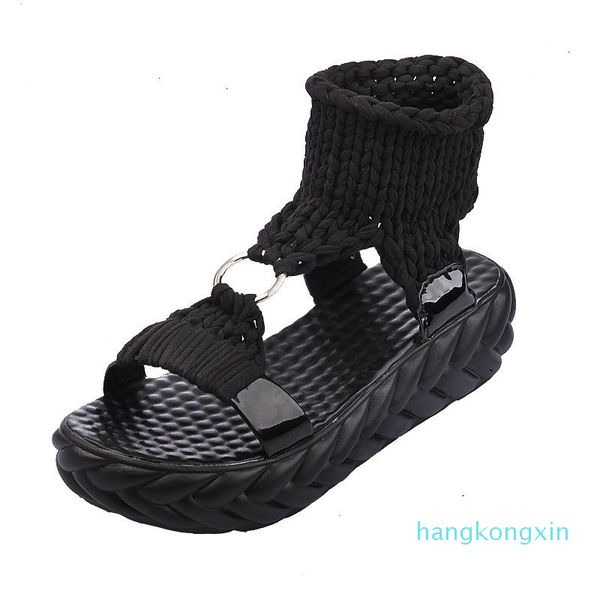 sandals women gladiator flat wool shoes summer solid platform ladies thick-bottomed knitting sandalias, Black
sandals women gladiator flat wool shoes summer solid platform ladies thick-bottomed knitting sandalias, Black
