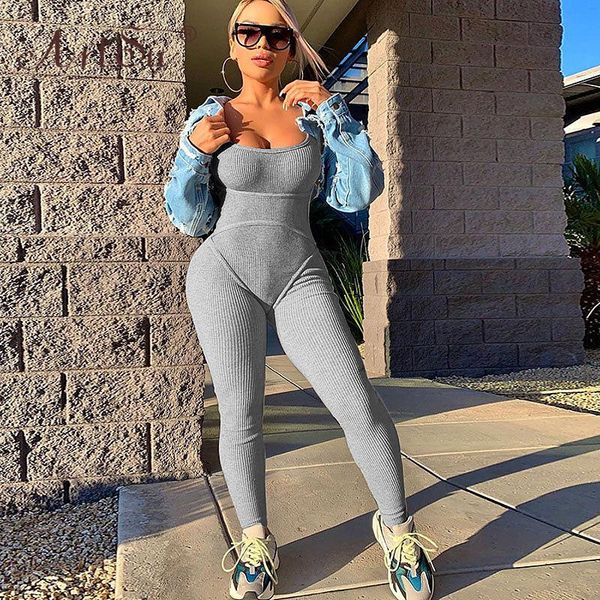 women's jumpsuits & rompers rib knit skinny sleeveless backless elastic jumpsuit streetwear summer romper 2021 womens casual grey, Black;white
women's jumpsuits & rompers rib knit skinny sleeveless backless elastic jumpsuit streetwear summer romper 2021 womens casual grey, Black;white