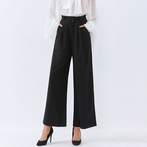 casual wide leg pants for women high waist straight black large size loose trousers female 2021 autumn fashion new, Black;white
casual wide leg pants for women high waist straight black large size loose trousers female 2021 autumn fashion new, Black;white