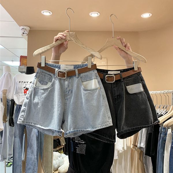 2021 new summer high waist solid color streetwear blue denim with belt casual female wide leg loose jeans shorts kmok, White;black
2021 new summer high waist solid color streetwear blue denim with belt casual female wide leg loose jeans shorts kmok, White;black