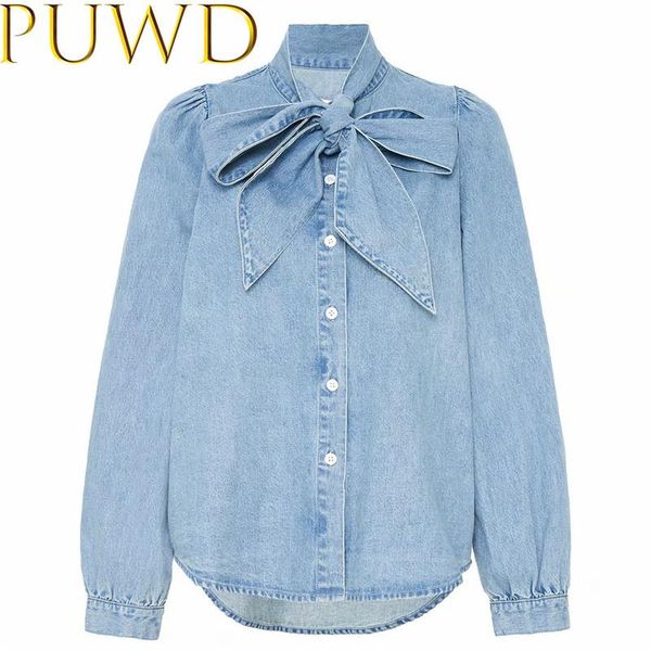 women's blouses & shirts elegant women chic denim 2021 fashion ladies long sleeve bow female button casual girls stylish, White
women's blouses & shirts elegant women chic denim 2021 fashion ladies long sleeve bow female button casual girls stylish, White