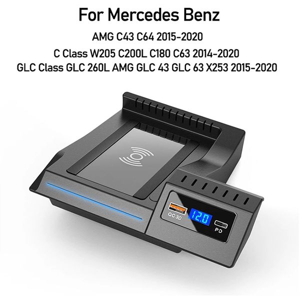 15w car wireless charger for mercedes benz glc c class w205 x253 c63 c43 phone charger 18w pd usb-c type-c interface fast charging
15w car wireless charger for mercedes benz glc c class w205 x253 c63 c43 phone charger 18w pd usb-c type-c interface fast charging