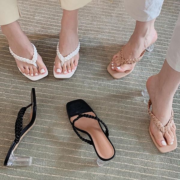 slippers woven flip flops women clear block heel female summer slides crystal heels ladies fashion beach shoes 2021, Black
slippers woven flip flops women clear block heel female summer slides crystal heels ladies fashion beach shoes 2021, Black