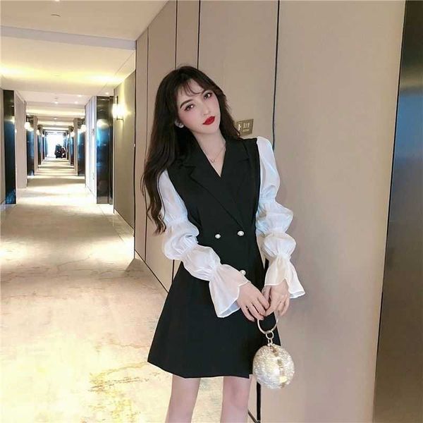 autumn suit dress double breasted elegant bubble long sleeve dress women's clothing woman dresses vestido de mujer femme robe y1006, Black;gray
autumn suit dress double breasted elegant bubble long sleeve dress women's clothing woman dresses vestido de mujer femme robe y1006, Black;gray