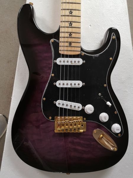 guitar transparent purple color solid body quilted maple veneer gold hardware electric
guitar transparent purple color solid body quilted maple veneer gold hardware electric