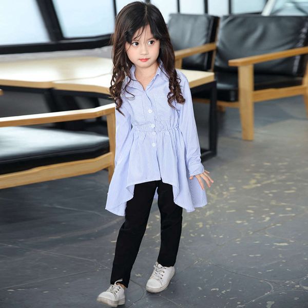long spring new sle parent-child striped sleeve women's close waist swallow tail skirt girl's shirt fashion, Blue
long spring new sle parent-child striped sleeve women's close waist swallow tail skirt girl's shirt fashion, Blue