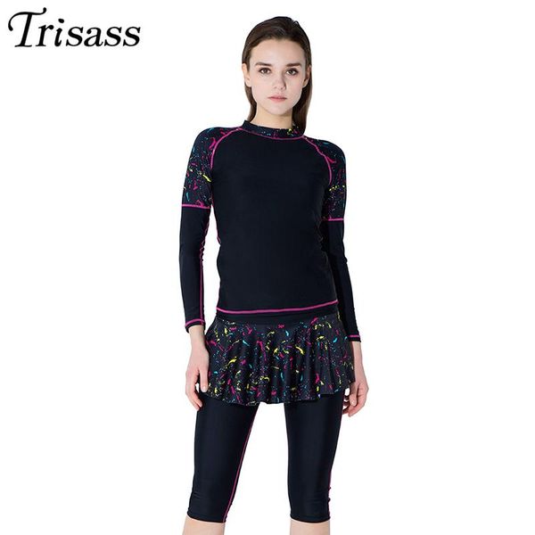 trisass women professional one piece swimsuit with long sleeve skirt pants sports swimwear plus size beachwear uv-protection
trisass women professional one piece swimsuit with long sleeve skirt pants sports swimwear plus size beachwear uv-protection