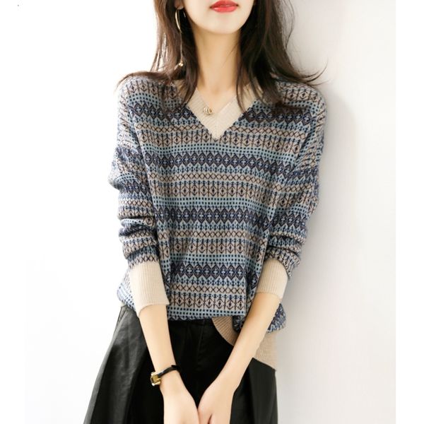 female 2021 autumn and new winter outer fashion wear lazy geometric contrast sweater jj5n, White;black
female 2021 autumn and new winter outer fashion wear lazy geometric contrast sweater jj5n, White;black
