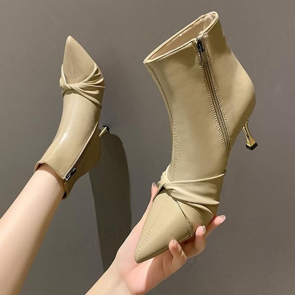 boots ankle high heel women shoes pu leather pointed toe metal stiletto short black khaki
boots ankle high heel women shoes pu leather pointed toe metal stiletto short black khaki