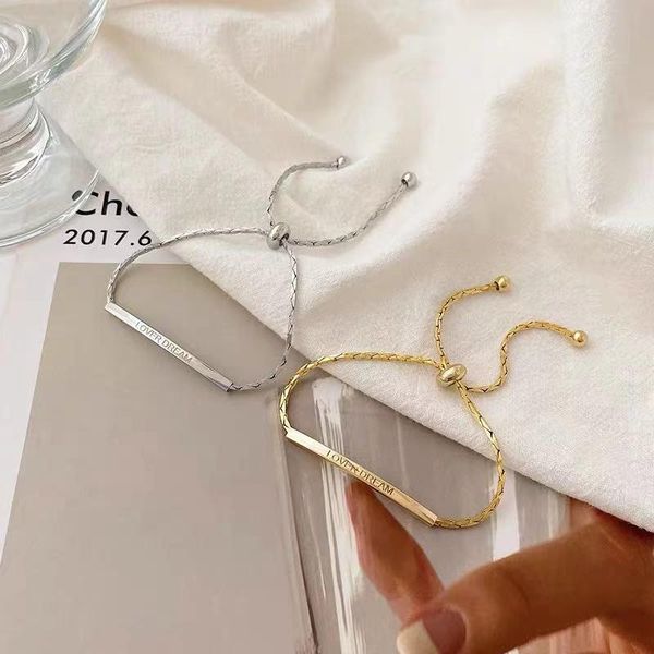 link, chain fashion temperament versatile cold wind personality design sense bracelet pulling adjustable letter, Black
link, chain fashion temperament versatile cold wind personality design sense bracelet pulling adjustable letter, Black